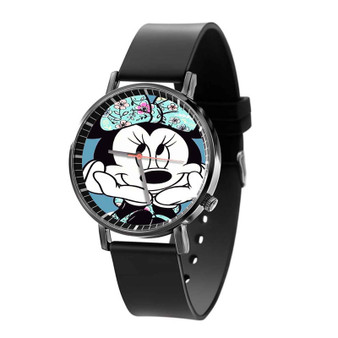 Minnie Mouse Disney Quartz Watch Black Plastic With Gift Box