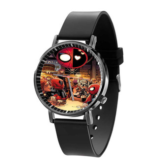 Superhero Drunk Spiderman Deadpool Quartz Watch Black Plastic With Gift Box