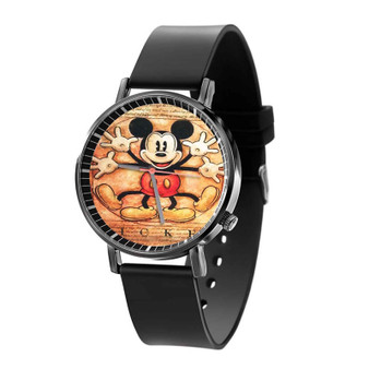 Vitruvian Mickey Mouse Quartz Watch Black Plastic With Gift Box