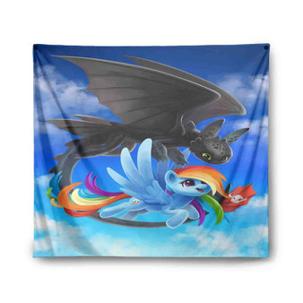 Rainbow Dash and Toothless Tapestry Polyester Indoor Wall Home Decor