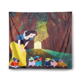 Snow White and Pug Dog Tapestry Polyester Indoor Wall Home Decor