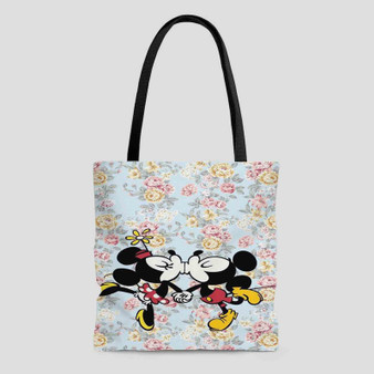 Mickey Mouse and Minnie Mouse Pattern Tote Bag AOP With Cotton Handle
