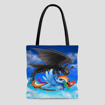 Rainbow Dash and Toothless Tote Bag AOP With Cotton Handle