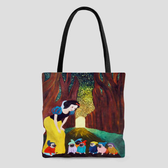 Snow White and Pug Dog Tote Bag AOP With Cotton Handle