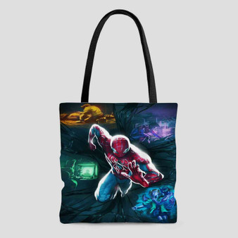 Spiderman Running Tote Bag AOP With Cotton Handle
