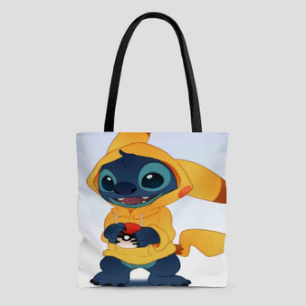 Stitch as Pikachu Pokemon Tote Bag AOP With Cotton Handle