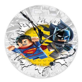 Batman and Superman Lego Wall Clock Round Non-ticking Wooden