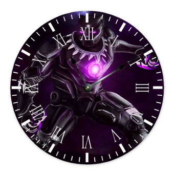 Black Panther in Iron Man Wall Clock Round Non-ticking Wooden