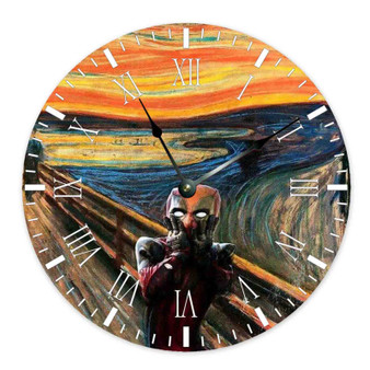 Deadpool Scream Wall Clock Round Non-ticking Wooden