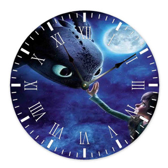 Hiccup and Toothless Wall Clock Round Non-ticking Wooden