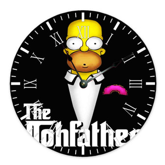 Homer Simpson Godfather Wall Clock Round Non-ticking Wooden