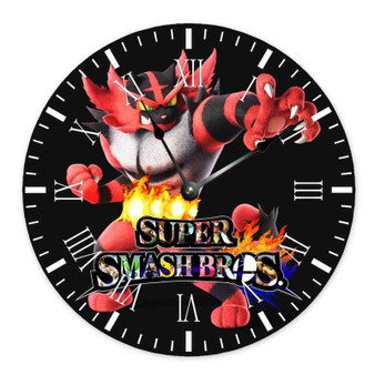 Incineroar Smash Bros Wall Clock Round Non-ticking Wooden