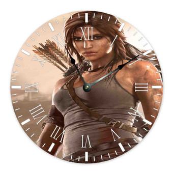 Lara Croft Tomb Raider Wall Clock Round Non-ticking Wooden