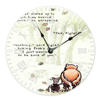 Pooh and Piglet Quotes Disney Wall Clock Round Non-ticking Wooden