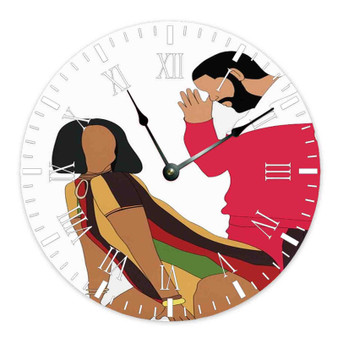 Rihanna and Drake Wall Clock Round Non-ticking Wooden