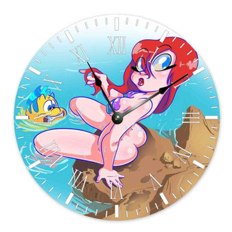 Sexy Ariel Mermaid Disney Wall Clock Round Non-ticking Wooden