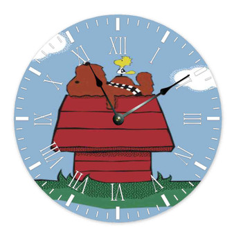 Snoopy and Woodstock as Star Wars Wall Clock Round Non-ticking Wooden