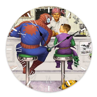Spiderman and Kid Green Goblin Wall Clock Round Non-ticking Wooden