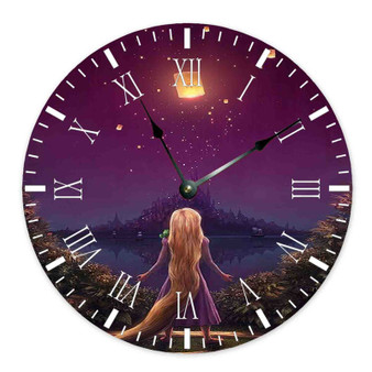 Tangled Rapunzel Light on Night Disney Wall Clock Round Non-ticking Wooden