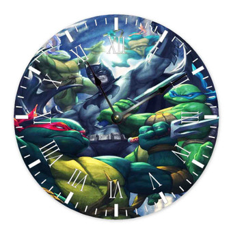 Teenage Mutant Ninja Turtles With Batman Wall Clock Round Non-ticking Wooden
