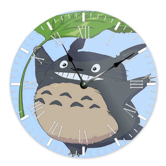 Totoro Art Wall Clock Round Non-ticking Wooden