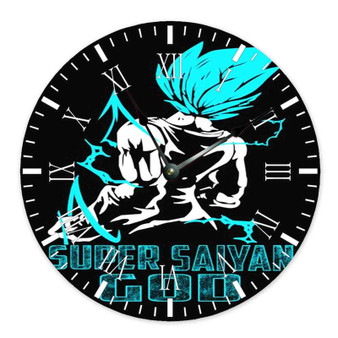 Vegeta Super Saiyan God Blue Wall Clock Round Non-ticking Wooden