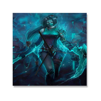 Akali League of Legends Wall Clock Square Wooden Silent Scaleless Black Pointers