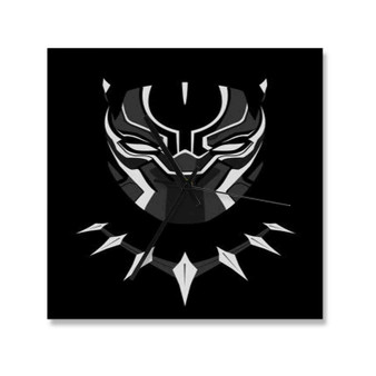 Black Panther Marvel Superheroes Wall Clock Square Wooden Silent Scaleless Black Pointers