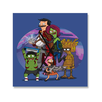 Bob s Burgers as Guardians of the Galaxy Wall Clock Square Wooden Silent Scaleless Black Pointers
