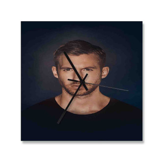 Calvin Harris Arts Wall Clock Square Wooden Silent Scaleless Black Pointers