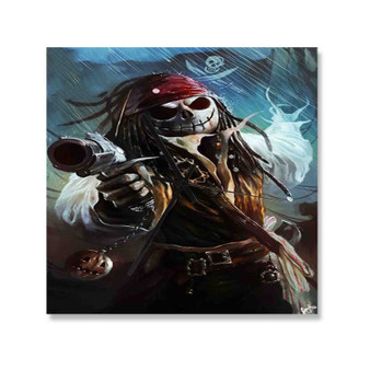 Captain Jack Skellington Wall Clock Square Wooden Silent Scaleless Black Pointers