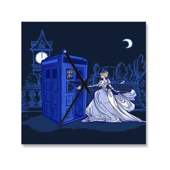 Cinderella Disney Doctor Who Wall Clock Square Wooden Silent Scaleless Black Pointers