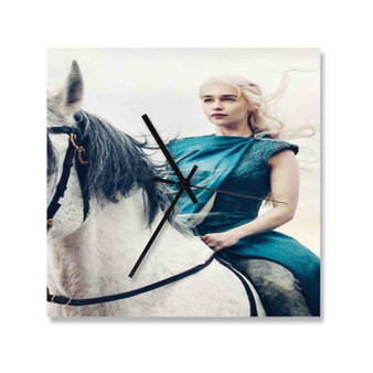 Daenerys Targaryen Game of Thrones Wall Clock Square Wooden Silent Scaleless Black Pointers