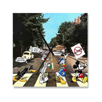 Disney Abbey Road Wall Clock Square Wooden Silent Scaleless Black Pointers