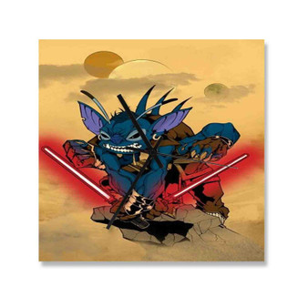 Disney Stitch Star Wars Wall Clock Square Wooden Silent Scaleless Black Pointers