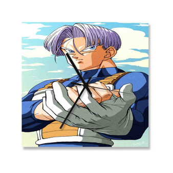 Future Trunks Dragon Ball Wall Clock Square Wooden Silent Scaleless Black Pointers