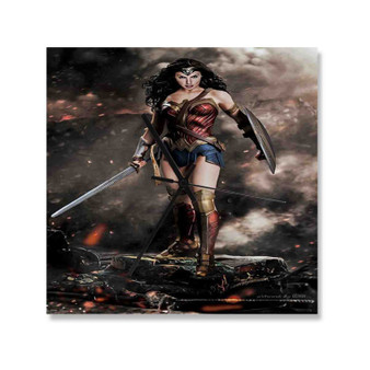 Gal Gadot as Wonder Woman Wall Clock Square Wooden Silent Scaleless Black Pointers