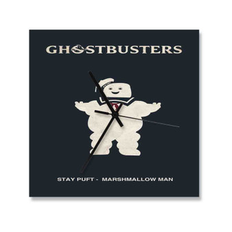 Ghostbusters Marshmallow Man Wall Clock Square Wooden Silent Scaleless Black Pointers