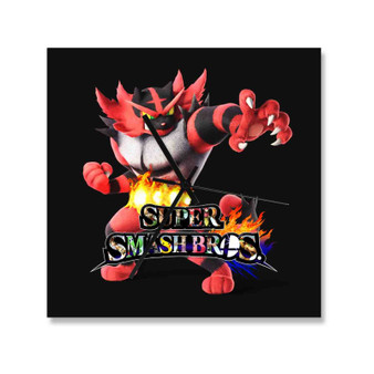 Incineroar Smash Bros Wall Clock Square Wooden Silent Scaleless Black Pointers