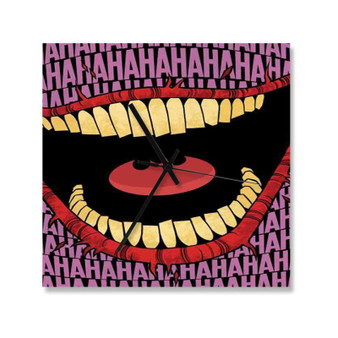 Joker Hahaha Wall Clock Square Wooden Silent Scaleless Black Pointers