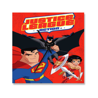 Justice League Action Wall Clock Square Wooden Silent Scaleless Black Pointers