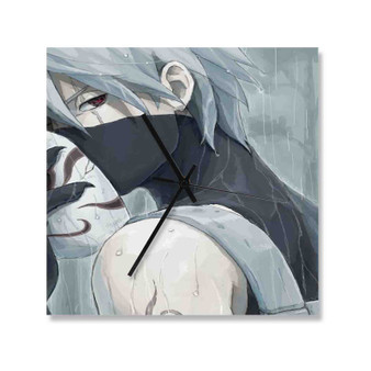 Kakashi Hatake Naruto Shippuden Wall Clock Square Wooden Silent Scaleless Black Pointers