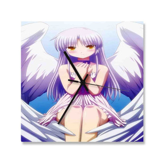 Kanade Angel Beats Wall Clock Square Wooden Silent Scaleless Black Pointers