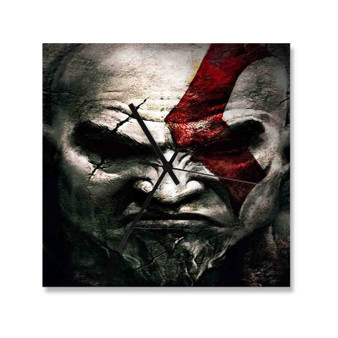 Kratos God of War Wall Clock Square Wooden Silent Scaleless Black Pointers