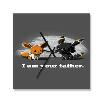 Pokemon Star Wars Wall Clock Square Wooden Silent Scaleless Black Pointers