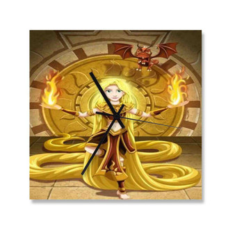 Rapunzel The Fire Nation Wall Clock Square Wooden Silent Scaleless Black Pointers