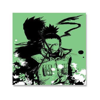 Shikamaru Nara Naruto Wall Clock Square Wooden Silent Scaleless Black Pointers