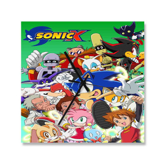Sonic X Wall Clock Square Wooden Silent Scaleless Black Pointers