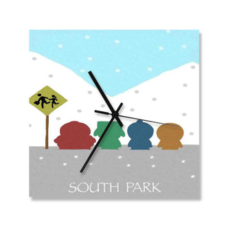 South Park Snow Products Wall Clock Square Wooden Silent Scaleless Black Pointers