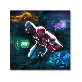 Spiderman Running Wall Clock Square Wooden Silent Scaleless Black Pointers